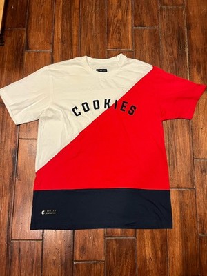 COOKIES SF Logo Embroidered Colorblock T Shirt Berner Red White Blue Men s L