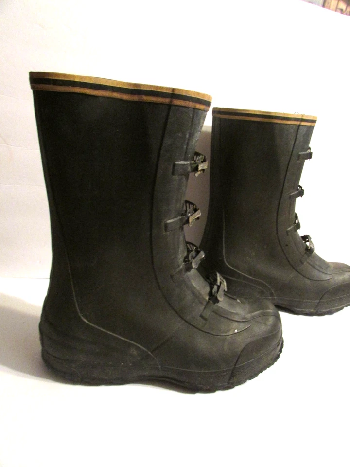 Wolverine Hombres Sobre Zapato Botas 4 Hebillas Negro Goma Trabajo Barro Talla 10 Foto 3 de 4