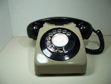 GPO 746 -GREY/BLACK - dial telephone - Chrome Finger Dial - BT Plug in - Ren 1