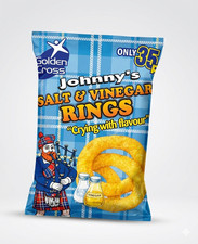 Johnny's Salt & Vinegar Rings Crisps Full Box 36 x 22g Bags Bulk Snack Pack