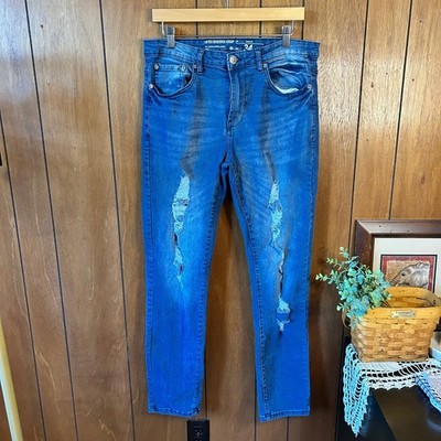 Lifted Research Group LRG Jeans Mens 34 Skinny Fit Distressed Blue