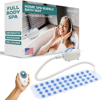SereneLife Bubble Bath Mat Body Spa Massage with Warm Air