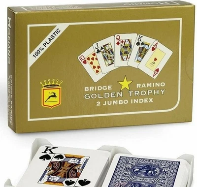 Goldener Pokal Ramino Spielkarten Deck Modiano Bridge Jumbo Index Italien - Bild 1 von 4
