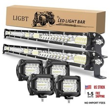 2Pcs 21 Inch 204W Slim LED Light Bar KITA 2PCS 21Inch Lights 4PCS Led Pods