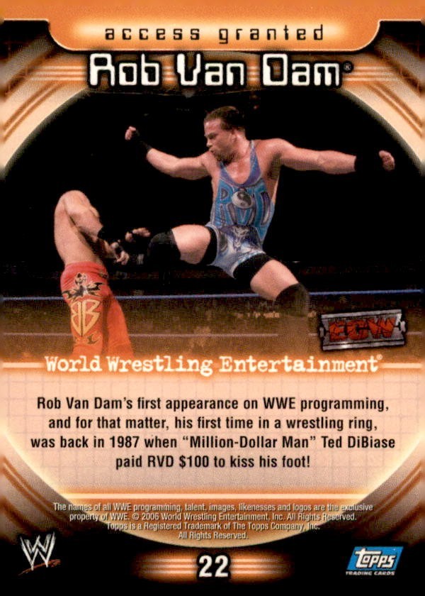 Rob Van Dam 2006 Topps WWE Insider Restricted Access #22 thumbnail 2