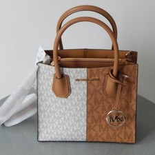 MICHAEL KORS MERCER Two-Tone Logo Medium Messenger Crossbody Bag Deer Multi NWT