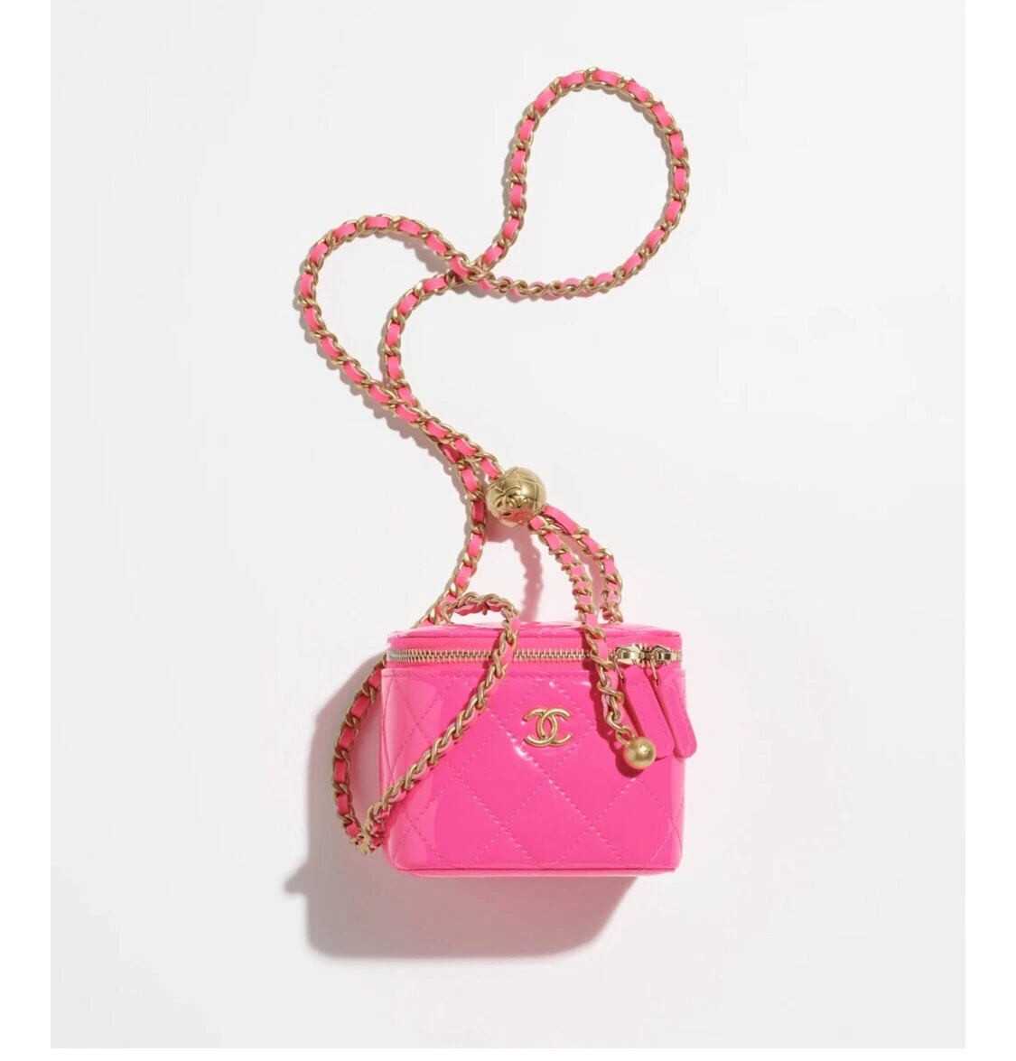 Glossy Bag - Designer Strap - Hot Pink & Light Pink