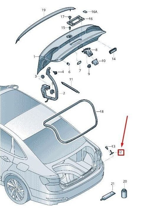Gâche de verrouillage de coffre pour VW Passat B8 3G 5C6827507B