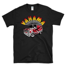 VANAMA - rock n roll van tour parody distressed retro vintage style - T-Shirt