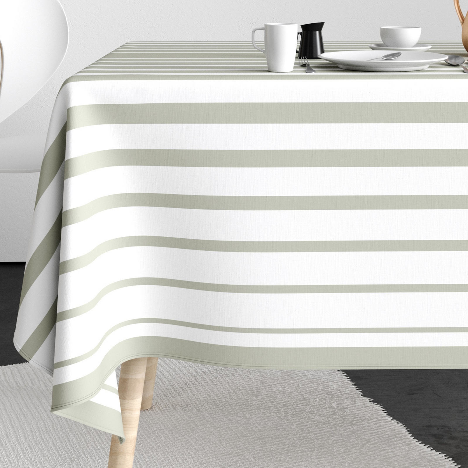 Nappe rectangulaire anti tache 140x250 cm en coton jacquard Levan Diamant gris