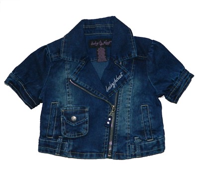Baby Phat Little Girl's Denim Motorcycle Jacket Moto Top Size 2T Blue Jeans New