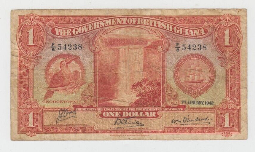 1942 Government Of British Guiana 1 One Dollar Bank Note Guyana eBay