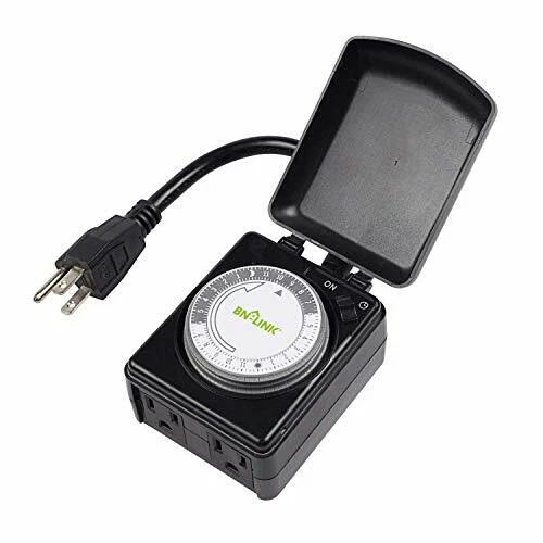 BN LINK Compact Outdoor Mechanical 24 Hour Programmable Dual Outlet Timer P