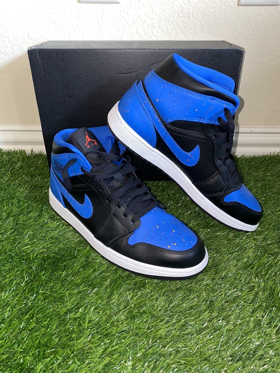 Jordan 1 Mid Royal Paint Splatter. Men display picture 2