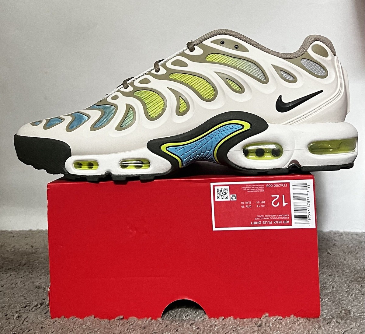 Size 12M- Nike Air Max Plus Drift 'Baltic Blue/Cargo Khaki' FD4290