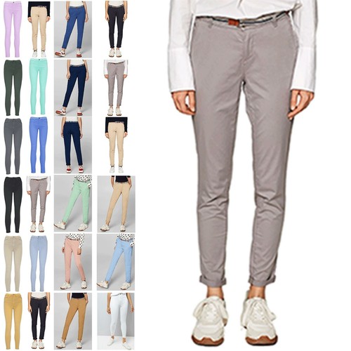 Womens Ladies Chino Plain Skinny Slim 