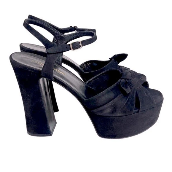 SAINT LAURENT (YSL) Sandali con plateau grossi neri in vera pelle Saint Laurent 100% autentici 40 10