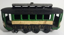 Vintage Cast Iron TROLLEY Street Car 14 Painted Metal Toy Figure Collectible