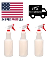 3 Pack 32 oz Heavy Duty Spray Bottle Plastic Trigger Chemical Resistant Sprayer