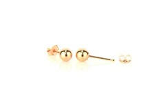 14K Hollow Rose Gold Ball Stud Pushback Earrings 3mm