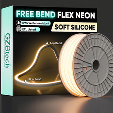 50FT LED Neon Rope Light 2800K Warm White, Waterproof for Indoor/Outdoor Use