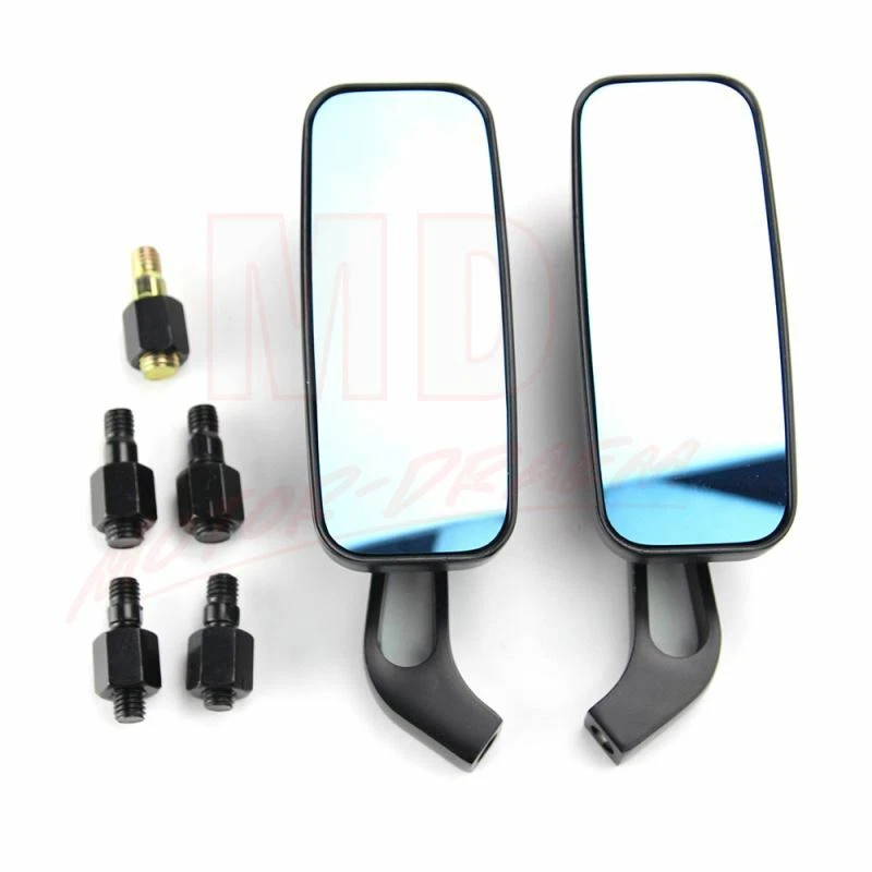 Espejos retrovisores rectangulares universales para motocicleta Harley Honda Suzuki Kawasaki Foto 3 de 4