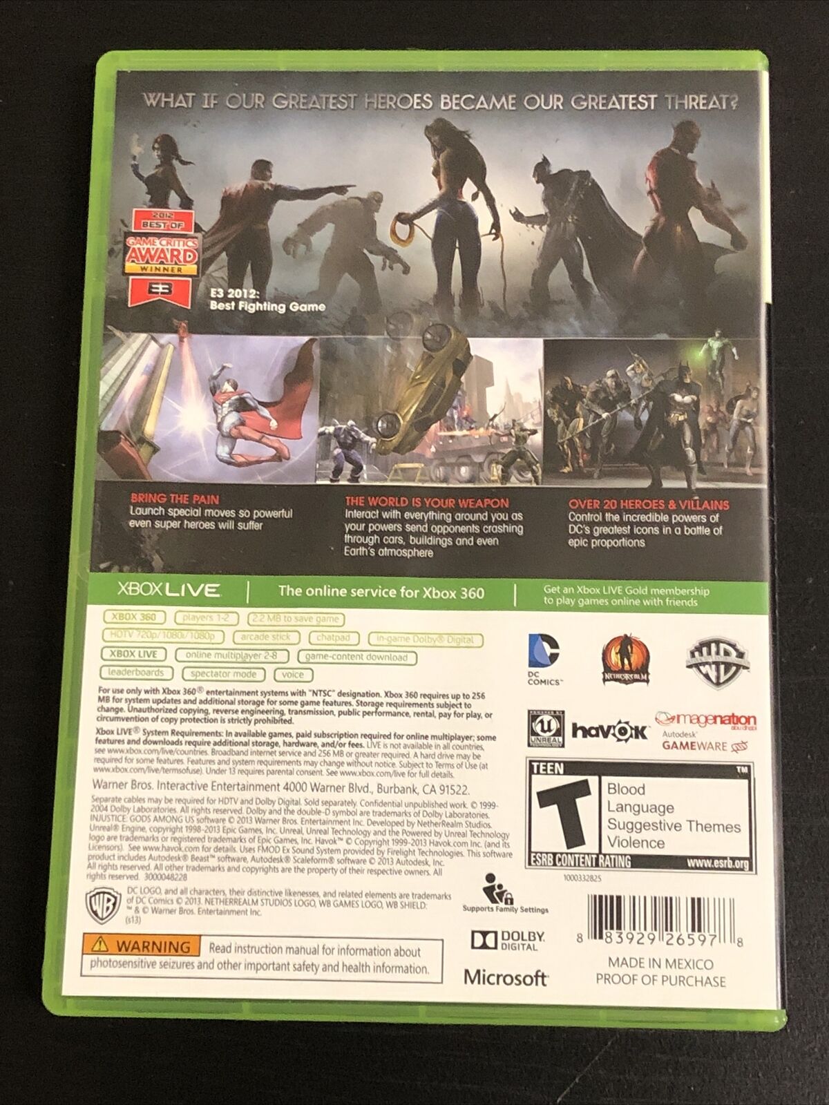 INJUSTICE GODS AMONG Us - Microsoft Xbox 360 PAL Game - No Manual $12.95 -  PicClick AU