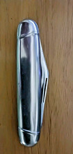 VINTAGE STAINLESS STEEL HANDLE 2 BLADE FOLDING POCKET KNIFE NICE MADE IN USA