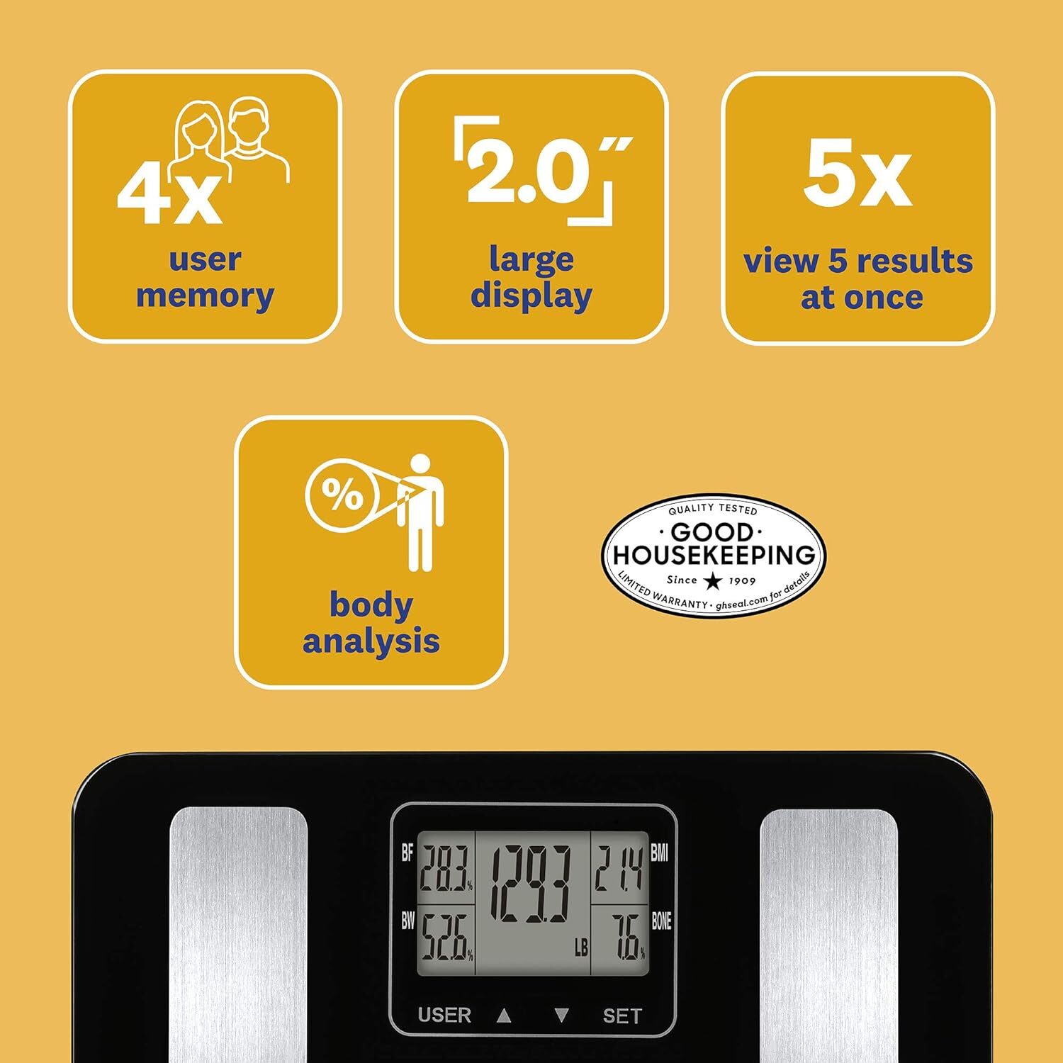 Weight Watchers Scale Weight,Glass Digital Body Fat,Water,BMI,Bone Mass