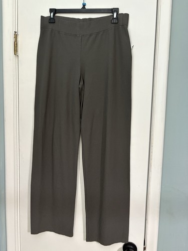 Eileen Fisher Gray Ponte Stretch Jersey Knit Pull On Pants XS, Straight Leg,NWOT