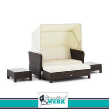 Gartencouch Binz Lounge dark brown Strandkorb Polyrattan Gartenmöbel Liegeinsel