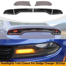 Blackened Front Headlight Headlamp Tail Covers Accessories For Dodge Charger 15