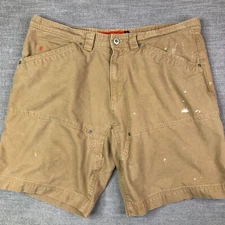 Jesse James Carpenter Shorts Mens 42 Tan Washed Duck Canvas Workwear Painted