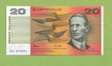 1991  AUSTRALIAN  $20  PAPER  FRASER / COLE BANKNOTE  #RSJ 079054