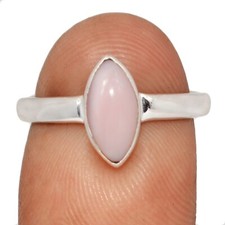 Natural Peruvian Pink Opal 925 Sterling Silver Ring Jewelry s.7.5 CR66630