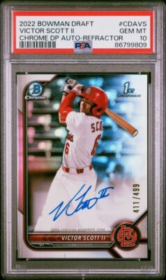 PSA 10 VICTOR SCOTT II 2022 BOWMAN DRAFT CHROME DP AUTO REFRACTOR 