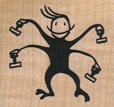 Four-Armed Stamper 2 1/2 x 2 1/4" Rubber Stamp, Stamp Lover Stamp