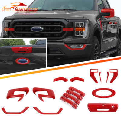 16x Red Exterior Accessories Full Decoration Cover Trims Kit for Ford F150 2021+