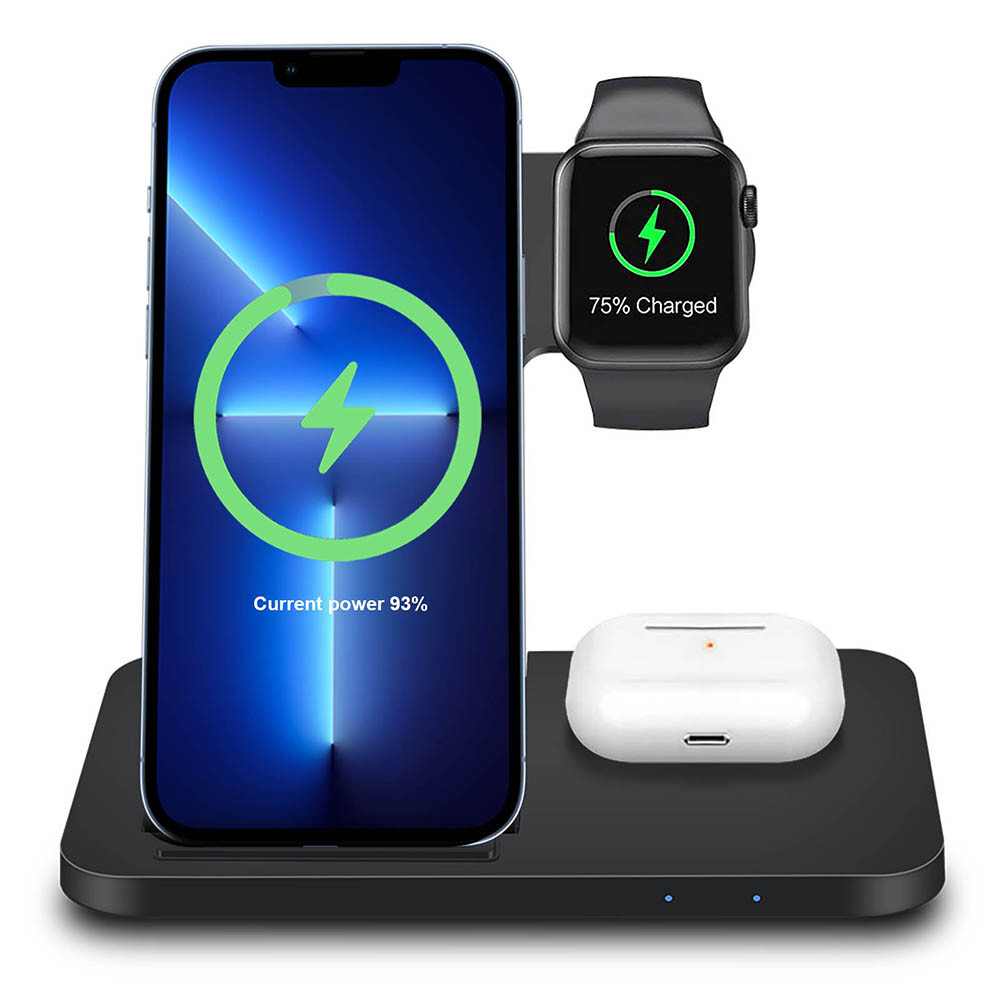 3In1 Fast Wireless Charger Station Dock For Apple Watch iPhone