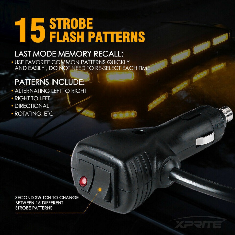 Xprite 27 Amber LED Strobe Light Bar Heavy-duty Rooftop Emergency Warning Lamp - Foto 5