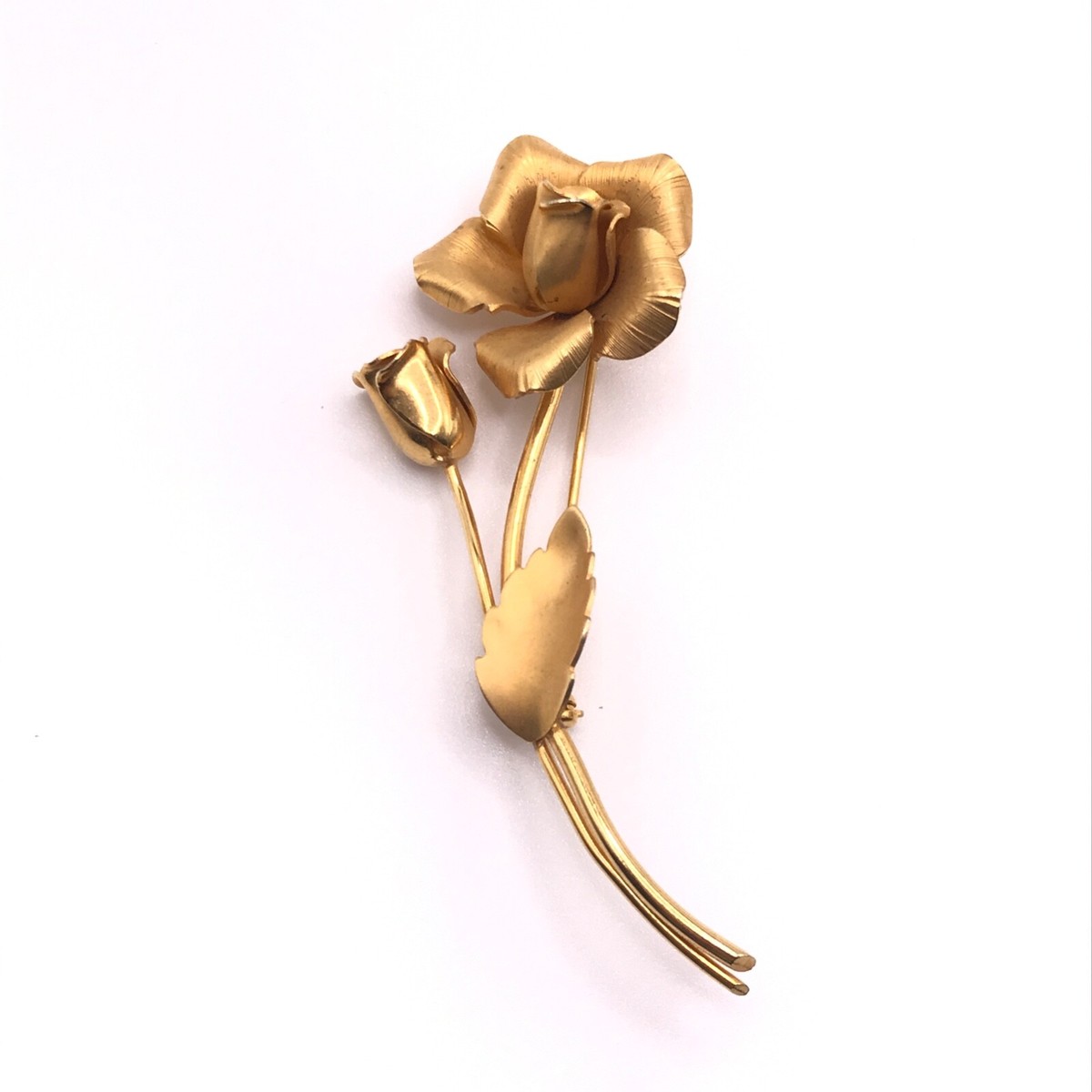 Vintage Primex Signed Gold Tone Rose Flower Brooch Pin 3