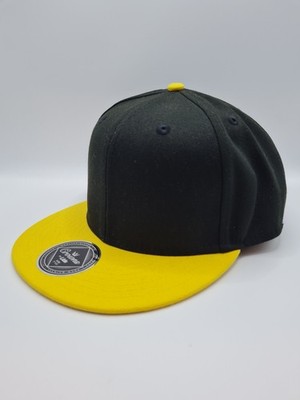 Crowns by Lids Classic Black Yellow Full Court Mens Fitted Cap New Flat Brim