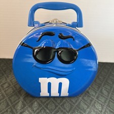 Vintage Collectible Blue M&M Metal Tin Candy Lunch Box 2002 by Mars