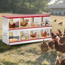 Garden 6/8 Holes Outdoor Chicken Nesting Boxes Red Laying Rollout Egg Collection
