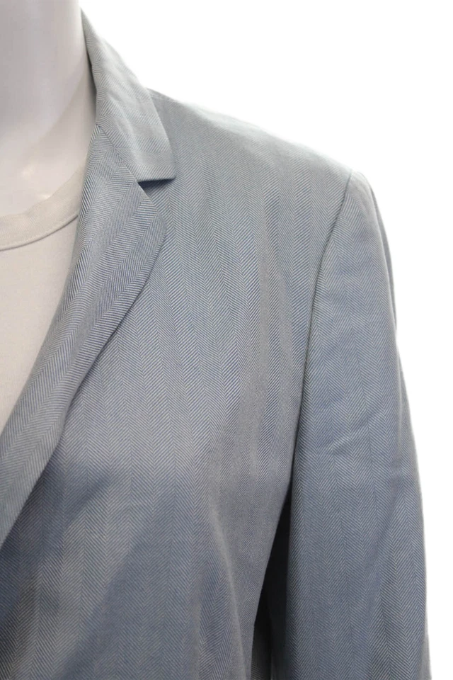 Chaqueta Blazer Zanella Mujer Espiga Dos Botones Bolsillos Azul Talla 10 Foto 2 de 4