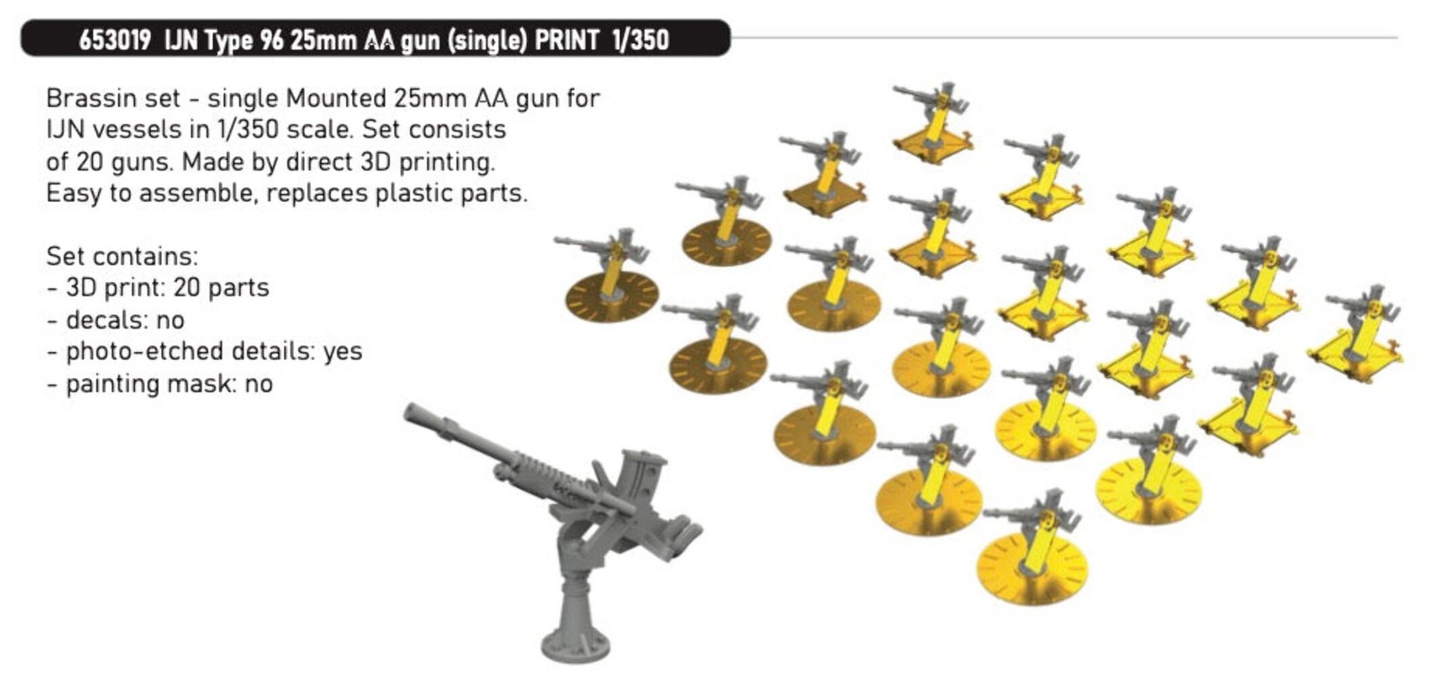 Eduard Brassin 653019 1:350 IJN Type 96 25mm AA gun (single)