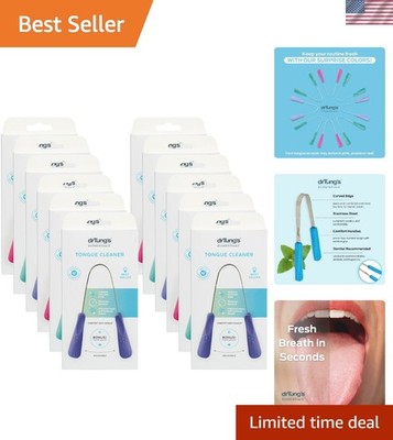 Quick & Effective 12-Pack Stainless Steel Tongue Scraper for Ultimate Oral Care