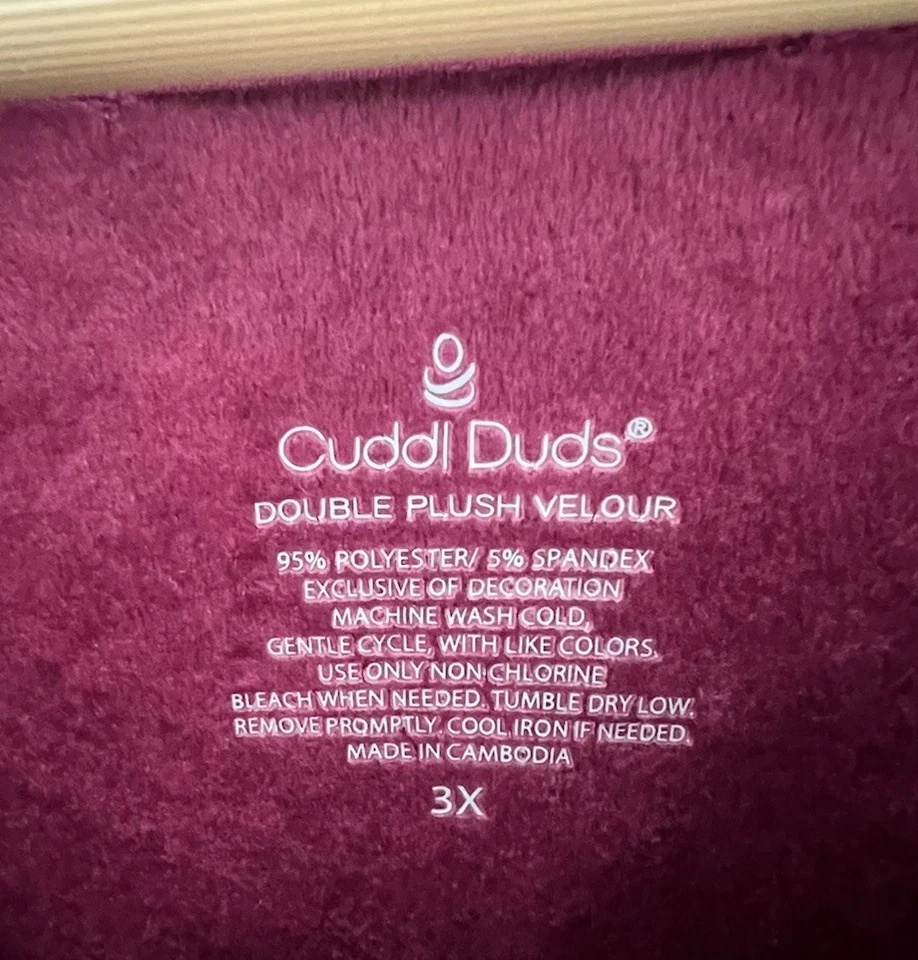 Pijama Cuddl Duds púrpura doble felpa terciopelo manga larga talla 3X Foto 3 de 4