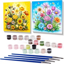 Sretoul Flowers Paint by Numbers Kit for Adults Framed 2 8 8inch, flowers 4