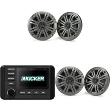 Kicker 46KMC4 Marine Gauge-Style Source 2 Pair 45KM44 4" Marine Speaker...